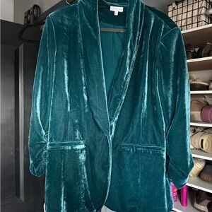 Teal Velvet Blazer Jacket